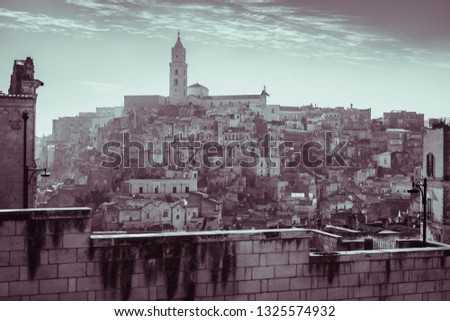 Matera city of culture, view with frame