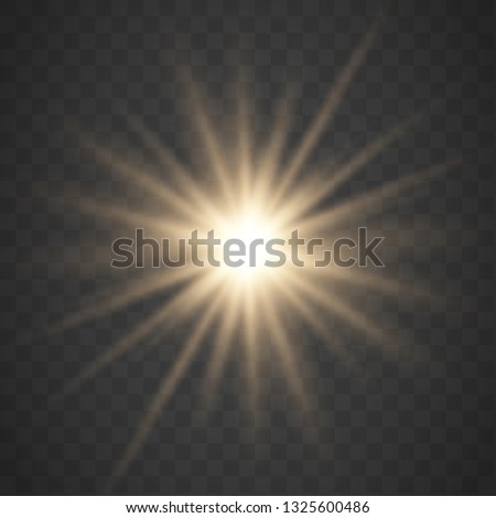 Glowing Light Stars with Sparkles. Golden Light effect. Vector illustration 