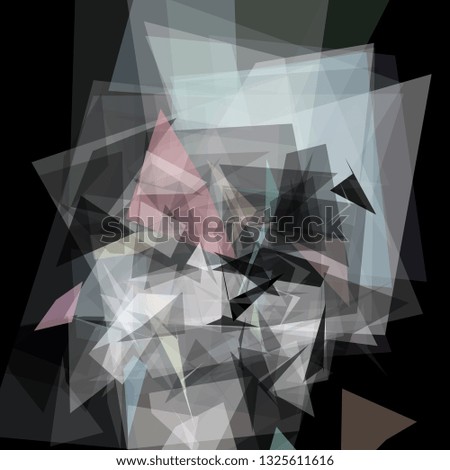 Abstract geometric pattern consisting of triangles of various sizes and transparency on a black background. Chaotical low poly backdrop.