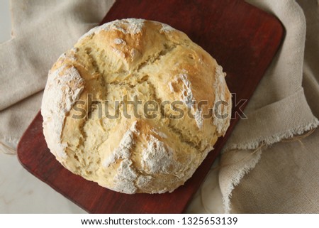 Freshly baked bread on table