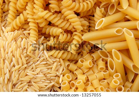 Four different kinds of pasta. Italian food background. Royalty-Free Stock Photo #13257055