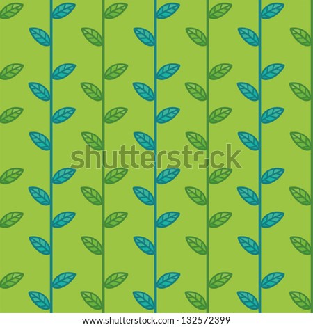 Seamless pattern with simple green and blue leaves. Vector illustration.