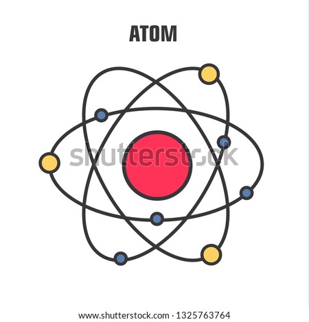 Atom. Vector science icon model of atom. Atomic nucleus structure. Illustration atom molecule clipart Royalty-Free Stock Photo #1325763764
