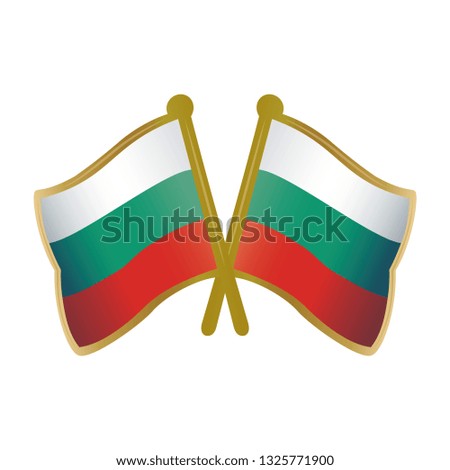 Two crossed bulgaria flags Pins on White Background, Vector Illustration