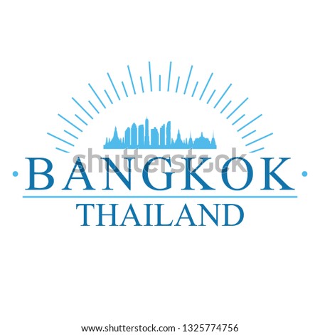 Bangkok Thailand. Banner Design. City Skyline. Silhouette Vector. Famous Monuments.