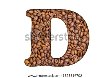 D, letter of the alphabet - coffee beans background. Coffea