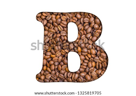 B, letter of the alphabet - coffee beans background. Coffea