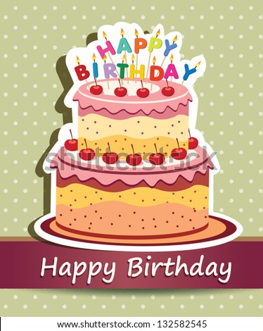 Vector happy birthday card. Birthday cake. Vector Illustration.Colorf ul birthday.