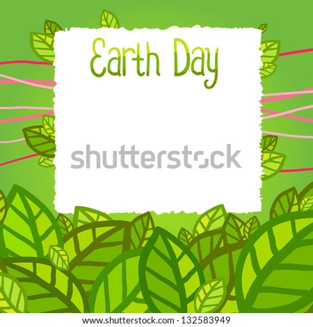Earth day card template. Vector layout with place for your text and logo.