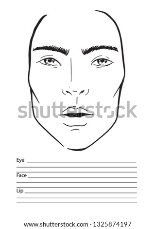 Face chart man Makeup Artist Blank. Template. Vector illustration.
