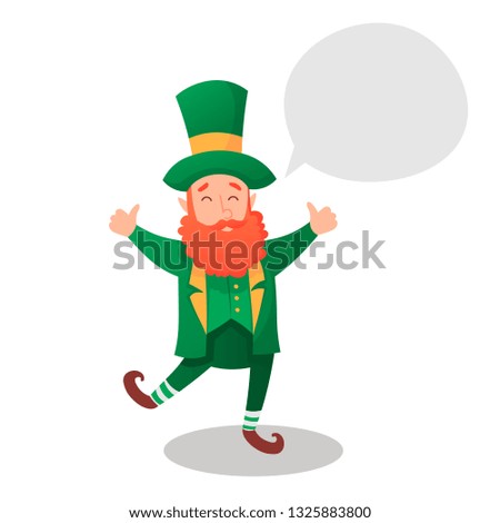Happy Saint Patrick's Day. Character with green hat. Cartoon funny leprechaun.