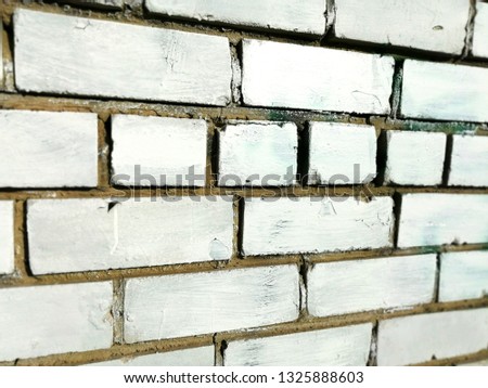 Painted brick wall in perspective. Texture. Abstract background.