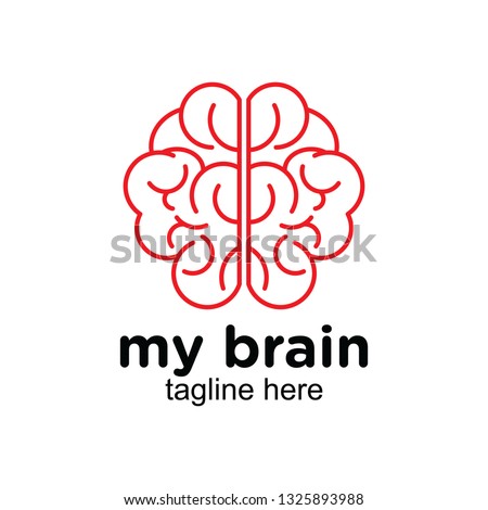 mono line or monogram brain logo design inspiration, clip art vector