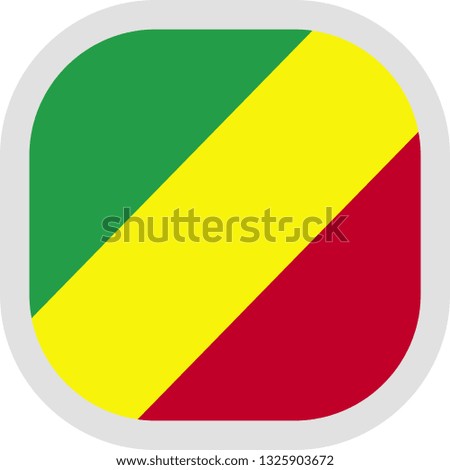 Flag of Republic of the Congo. Rounded square icon on white background, vector illustration.