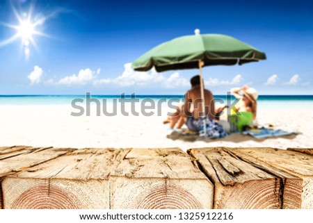 Desk of free space for your decoration and beach landscape 