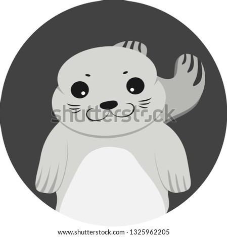 Grey seal in an circular emblem 