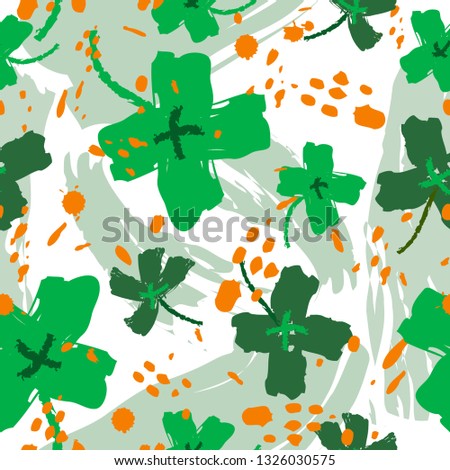 Seamless vintage pattern for St. Patricks day with four-leaf clovers. St. Patricks Day poster. Clover pattern