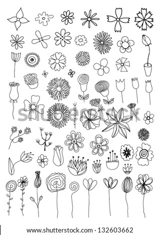 Set of flower doodles Royalty-Free Stock Photo #132603662
