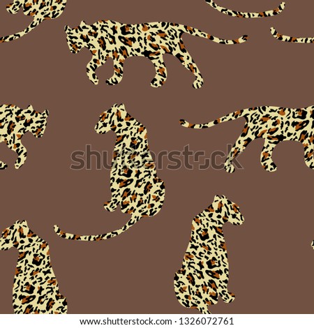 Fashionable leopard skin seamless pattern. Modern wild animal silhouette repeat illustration. Stylized spotted vector texture. Creative print on white background. For fashion, fabric, tile, wallpaper