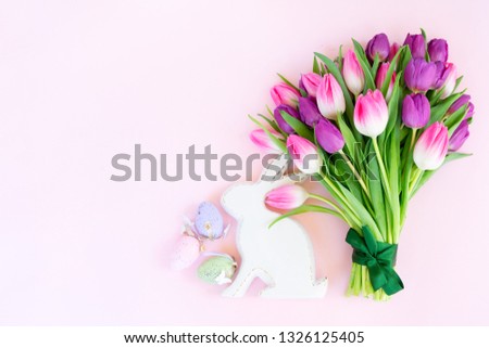 Pink fresh easter tulips
