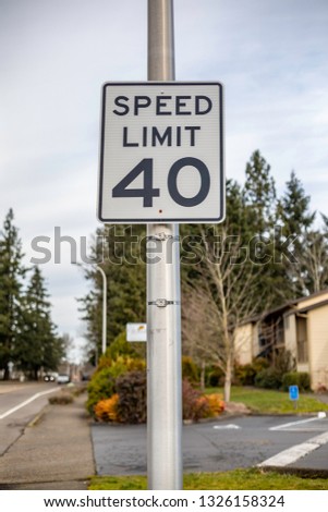 40 Forty miles per hour mph speed limit sign