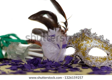 Carnival Mask, Serpentines And Confetti. Carnival party concept