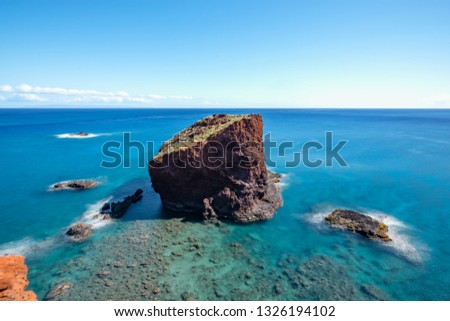Sweet Heart Rock, a famous lookout point on Lanai, Hawaii / long exposure with smooth water