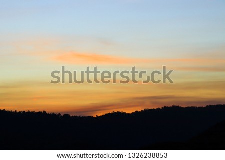 Beautiful view of sunset and golden hour in the evening at Malaysia.