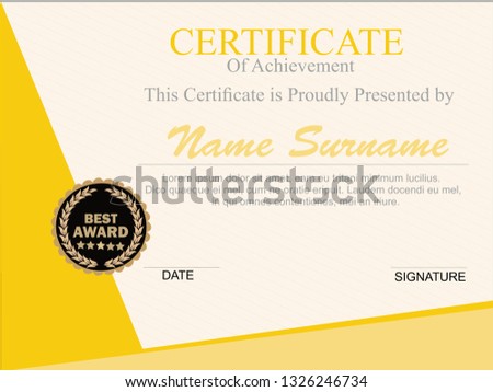 Certificate template awards diploma background vector modern value design and luxurious layout. leaflet cover elegant horizontal Illustration.