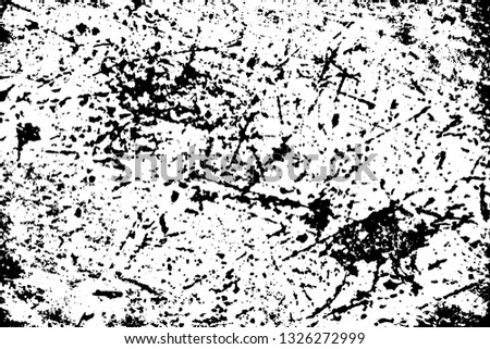 Grunge urban texture of old damaged wall. Monochrome background of dirty rusty surface with spots, scratches, noise and grit. Overlay template to quickly create a grunge effect. Vector illustration