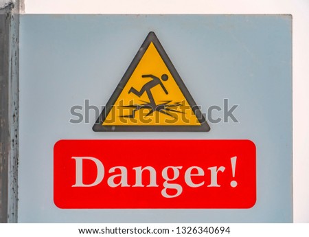 Danger sign in Daybreak Utah viewed in winter