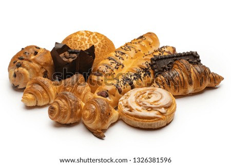 bakery flat lay with chalk board in white background
