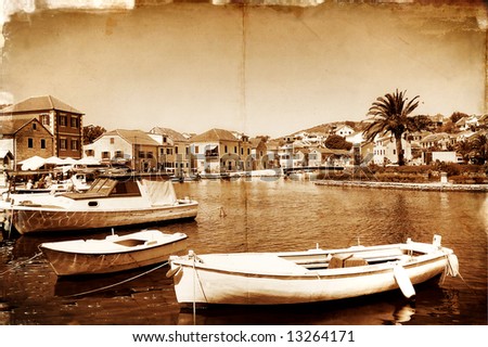 peaceful quay - toned picture in retro style