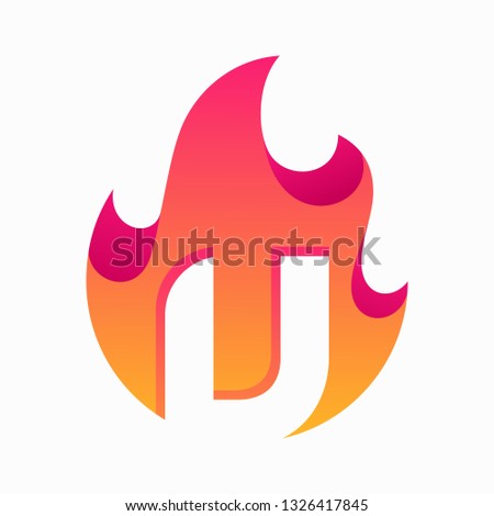 Abstract Fire Letter U Design Vector Template. Suitable for Creative Industry, Multimedia, entertainment, Educations, Shop, and any related business