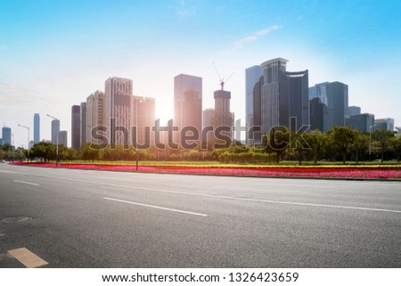 The Skyline of Urban Road and Architectural Landscape in Shenzhe