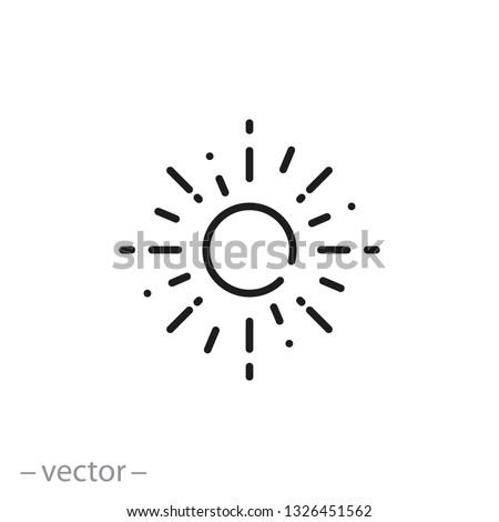 sun icon, sun rays line sign isolated on white background - editable stroke vector illustration eps10