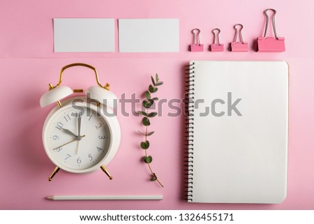 Set of items for branding on color background