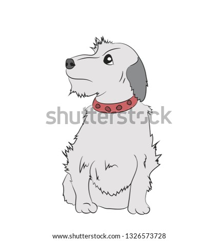 dog sitting color pattern, vector, white background
