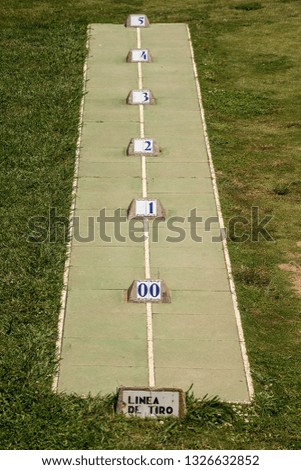 Archery sport - Close-up of a shooting line on a green grass, Montjuic, Barcelona, Catalonia, Spain, Europe