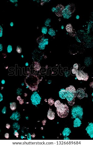 Metallic Coloured Paint Drips Splatters and spots for Background