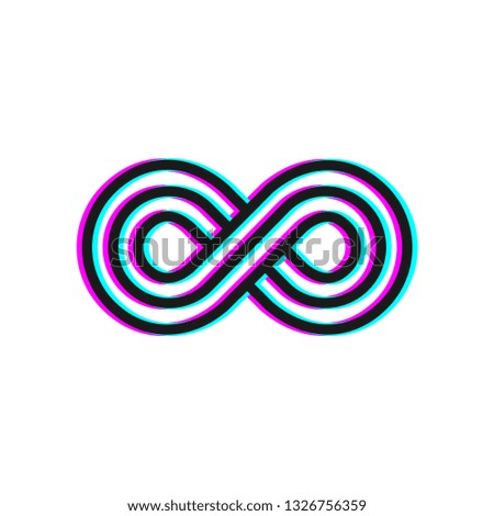 Infinity loop with glitch effect on white background