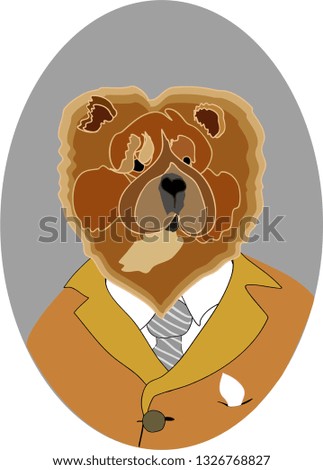 Chow chow portrait in coat and tie vector