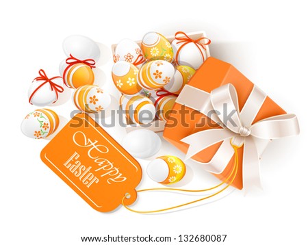 Open box with easter eggs. Vector