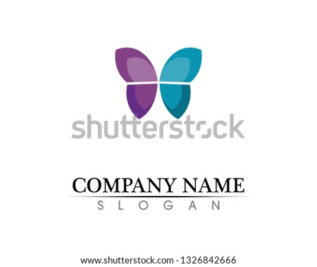 Vector - Butterfly conceptual simple, colorful icon. Logo. Vector illustration
