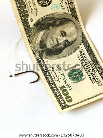 dollar and fishing rod,money is always a feed for people,