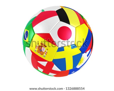 countries on soccer ball with background 