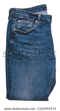 Blue jeans isolated on white background.Beautiful casual jeans .