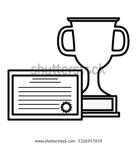 graduation certificate with trophy cup