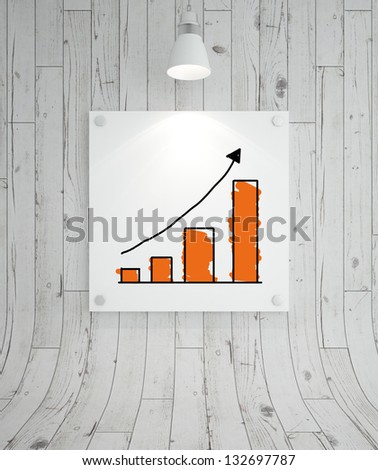 cardboard with chart on white wooden background