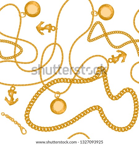 Seamless pattern with golden chain for fabric design